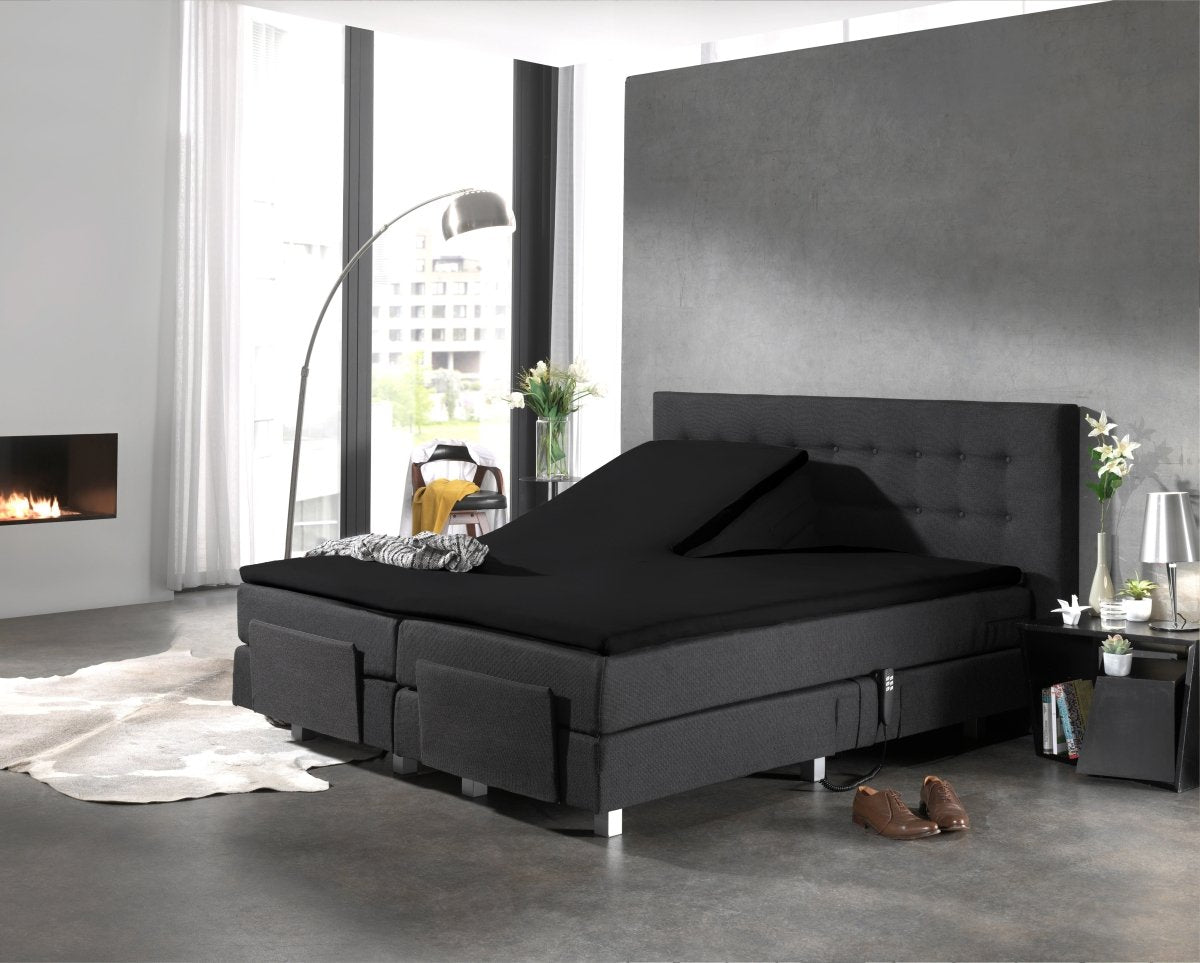 100% Cotton Split - Topper Fitted Sheet | Black | Double 140 x 200cm (L) x 15cm (D) - The Bedding & Blankets Store