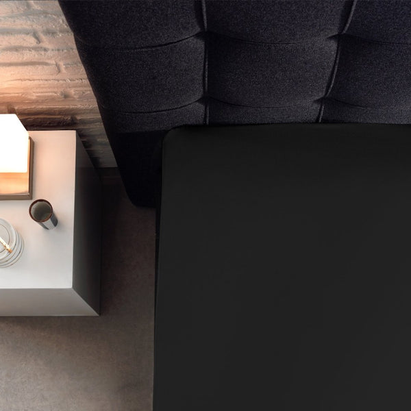 100% Cotton Split - Topper Fitted Sheet | Black | Double 140 x 200cm (L) x 15cm (D) - The Bedding & Blankets Store