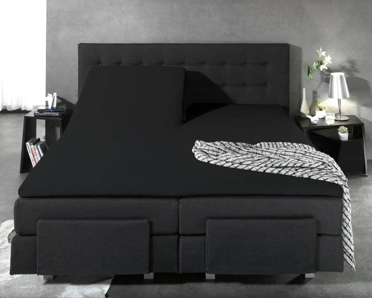 100% Cotton Split - Topper Fitted Sheet | Black | Double 140 x 200cm (L) x 15cm (D) - The Bedding & Blankets Store