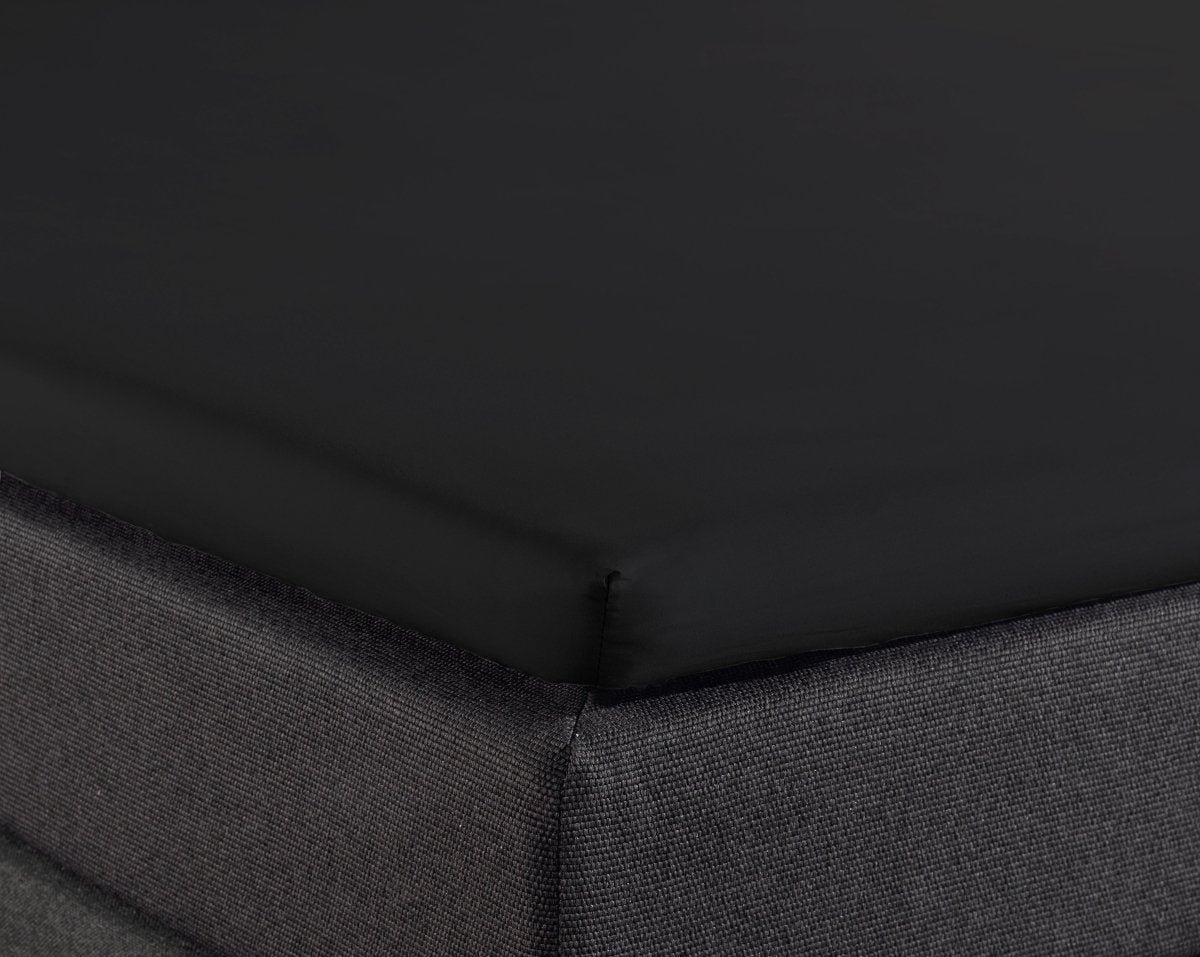 100% Cotton Split - Topper Fitted Sheet | Black | Double 140 x 200cm (L) x 15cm (D) - The Bedding & Blankets Store