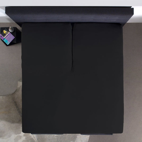 100% Cotton Split - Topper Fitted Sheet | Black | Double 140 x 200cm (L) x 15cm (D) - The Bedding & Blankets Store