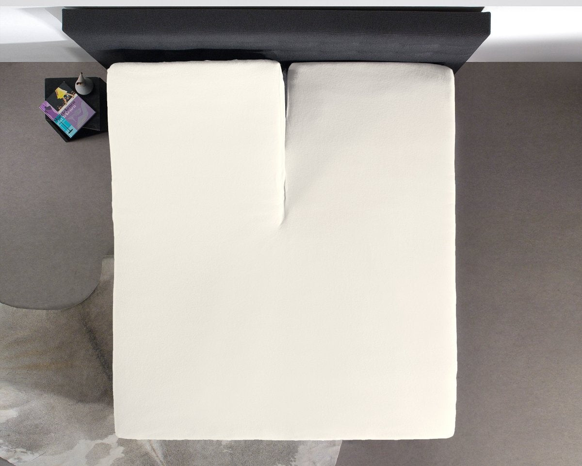 100% Cotton Split - Topper Fitted Sheet | Cream | Double 140 x 200cm (L) x 15cm (D) - The Bedding & Blankets Store
