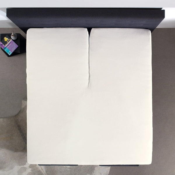100% Cotton Split - Topper Fitted Sheet | Cream | Double 140 x 200cm (L) x 15cm (D) - The Bedding & Blankets Store