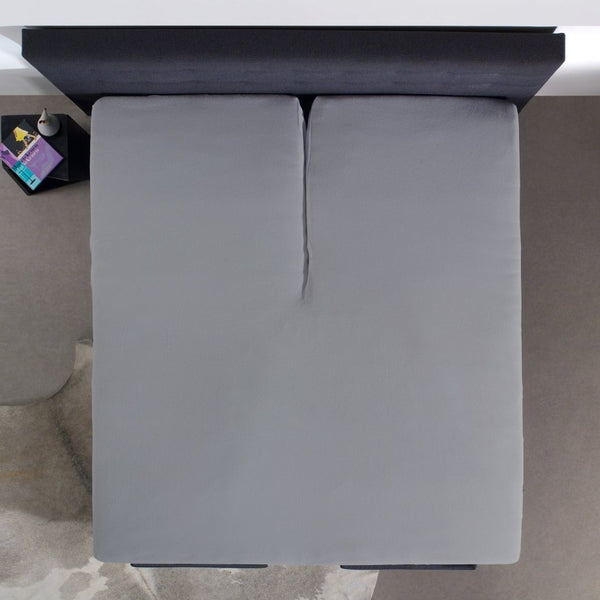 100% Cotton Split - Topper Fitted Sheet | Grey | Double 140 x 200cm (L) x 15cm (D) - The Bedding & Blankets Store