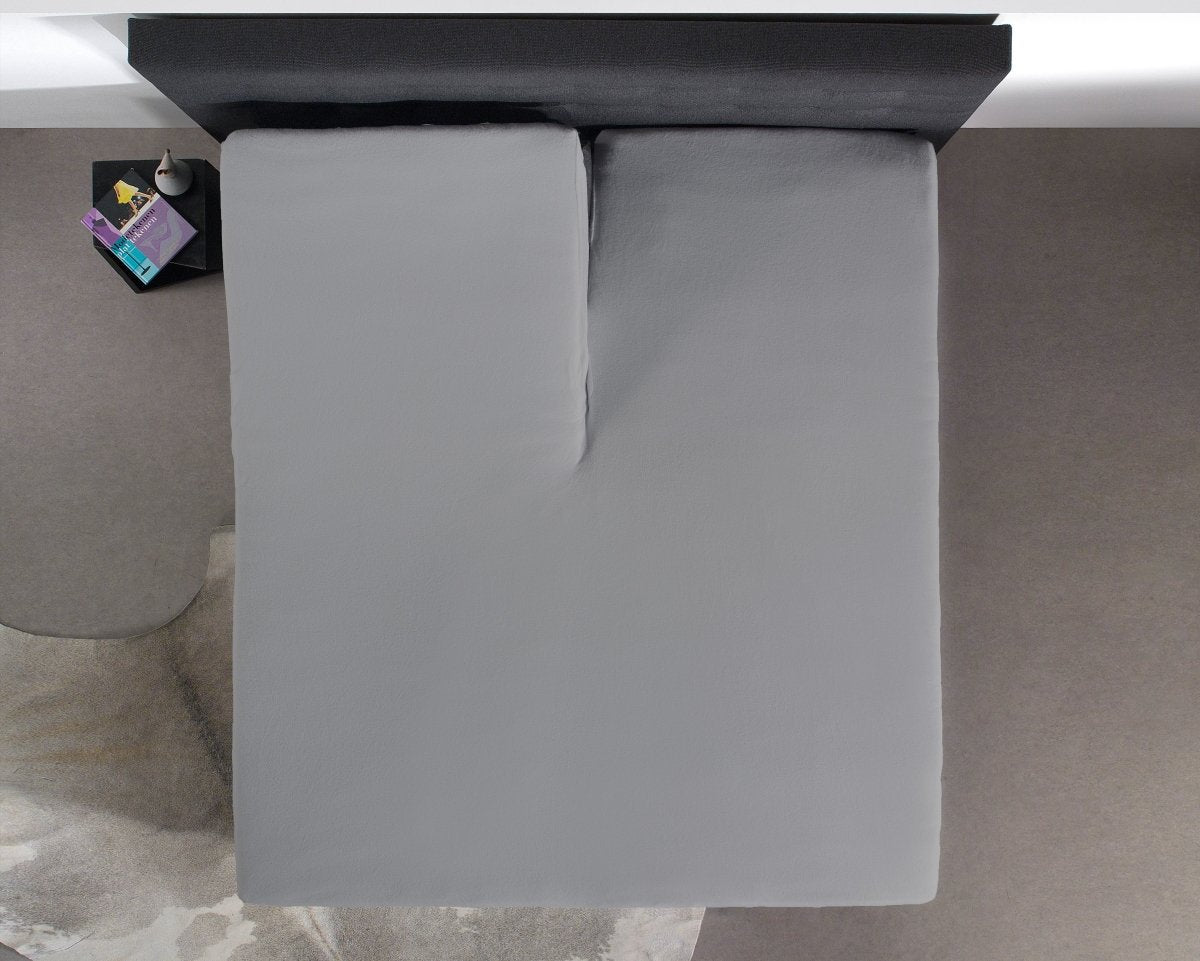 100% Cotton Split - Topper Fitted Sheet | Grey | Double 140 x 200cm (L) x 15cm (D) - The Bedding & Blankets Store