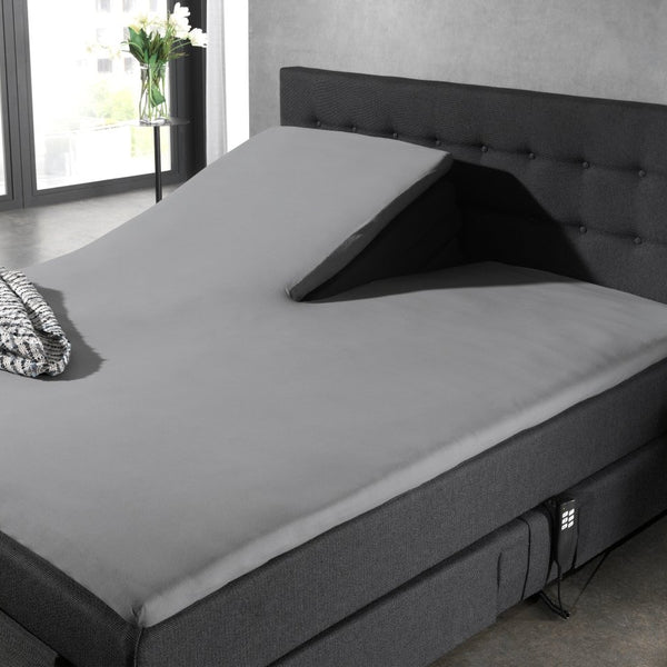 100% Cotton Split - Topper Fitted Sheet | Grey | Double 140 x 200cm (L) x 15cm (D) - The Bedding & Blankets Store
