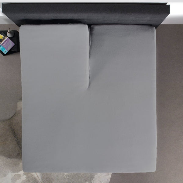 100% Cotton Split - Topper Fitted Sheet | Grey | Double 140 x 200cm (L) x 15cm (D) - The Bedding & Blankets Store