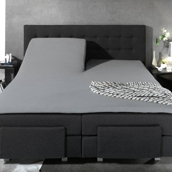 100% Cotton Split - Topper Fitted Sheet | Grey | Double 140 x 200cm (L) x 15cm (D) - The Bedding & Blankets Store