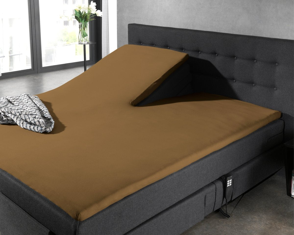 100% Cotton Split - Topper Fitted Sheet | Taupe | Double 140 x 200cm (L) x 15cm (D) - The Bedding & Blankets Store