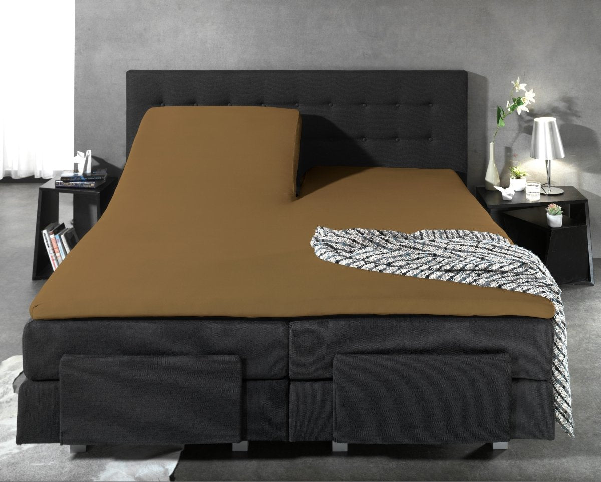 100% Cotton Split - Topper Fitted Sheet | Taupe | Double 140 x 200cm (L) x 15cm (D) - The Bedding & Blankets Store