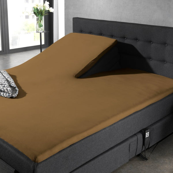 100% Cotton Split - Topper Fitted Sheet | Taupe | Double 140 x 200cm (L) x 15cm (D) - The Bedding & Blankets Store