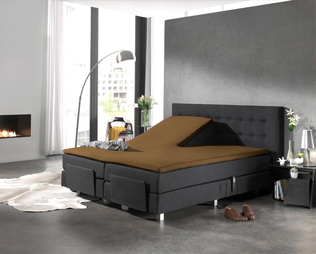 100% Cotton Split - Topper Fitted Sheet | Taupe | Double 140 x 200cm (L) x 15cm (D) - The Bedding & Blankets Store