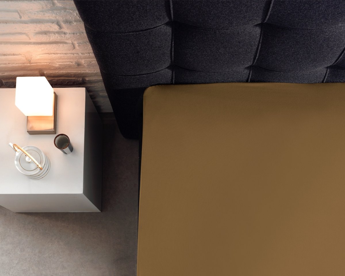 100% Cotton Split - Topper Fitted Sheet | Taupe | Double 140 x 200cm (L) x 15cm (D) - The Bedding & Blankets Store