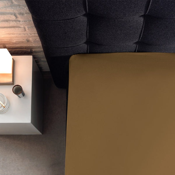 100% Cotton Split - Topper Fitted Sheet | Taupe | Double 140 x 200cm (L) x 15cm (D) - The Bedding & Blankets Store