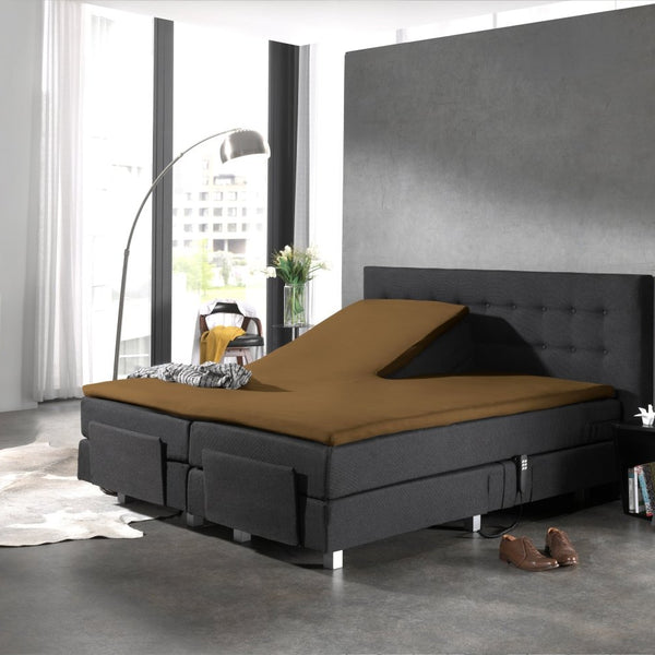 100% Cotton Split - Topper Fitted Sheet | Taupe | Double 140 x 200cm (L) x 15cm (D) - The Bedding & Blankets Store