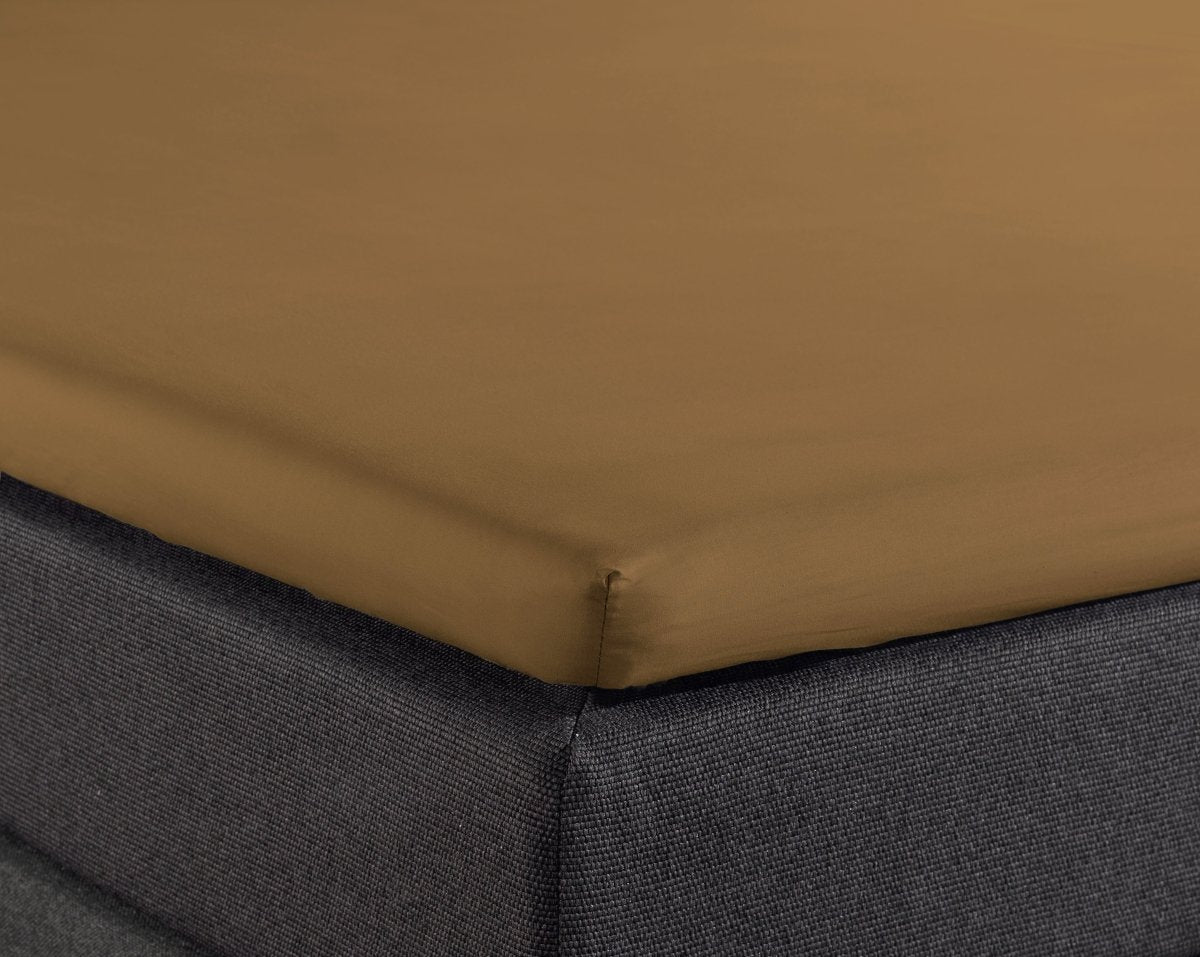 100% Cotton Split - Topper Fitted Sheet | Taupe | Double 140 x 200cm (L) x 15cm (D) - The Bedding & Blankets Store