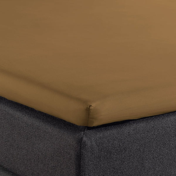 100% Cotton Split - Topper Fitted Sheet | Taupe | Double 140 x 200cm (L) x 15cm (D) - The Bedding & Blankets Store