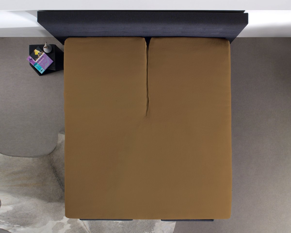 100% Cotton Split - Topper Fitted Sheet | Taupe | Double 140 x 200cm (L) x 15cm (D) - The Bedding & Blankets Store