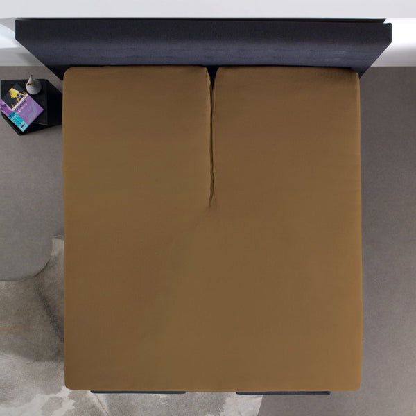 100% Cotton Split - Topper Fitted Sheet | Taupe | Double 140 x 200cm (L) x 15cm (D) - The Bedding & Blankets Store