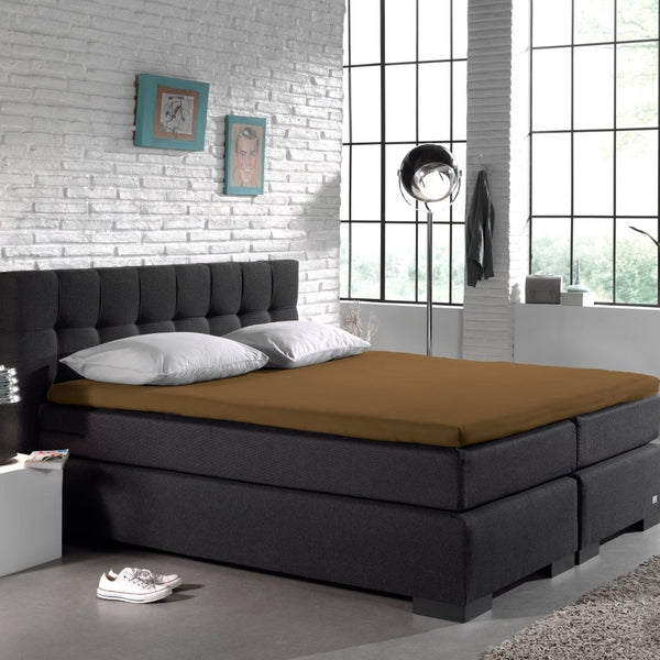 100% Cotton Split - Topper Fitted Sheet | Taupe | Double 140 x 200cm (L) x 15cm (D) - The Bedding & Blankets Store