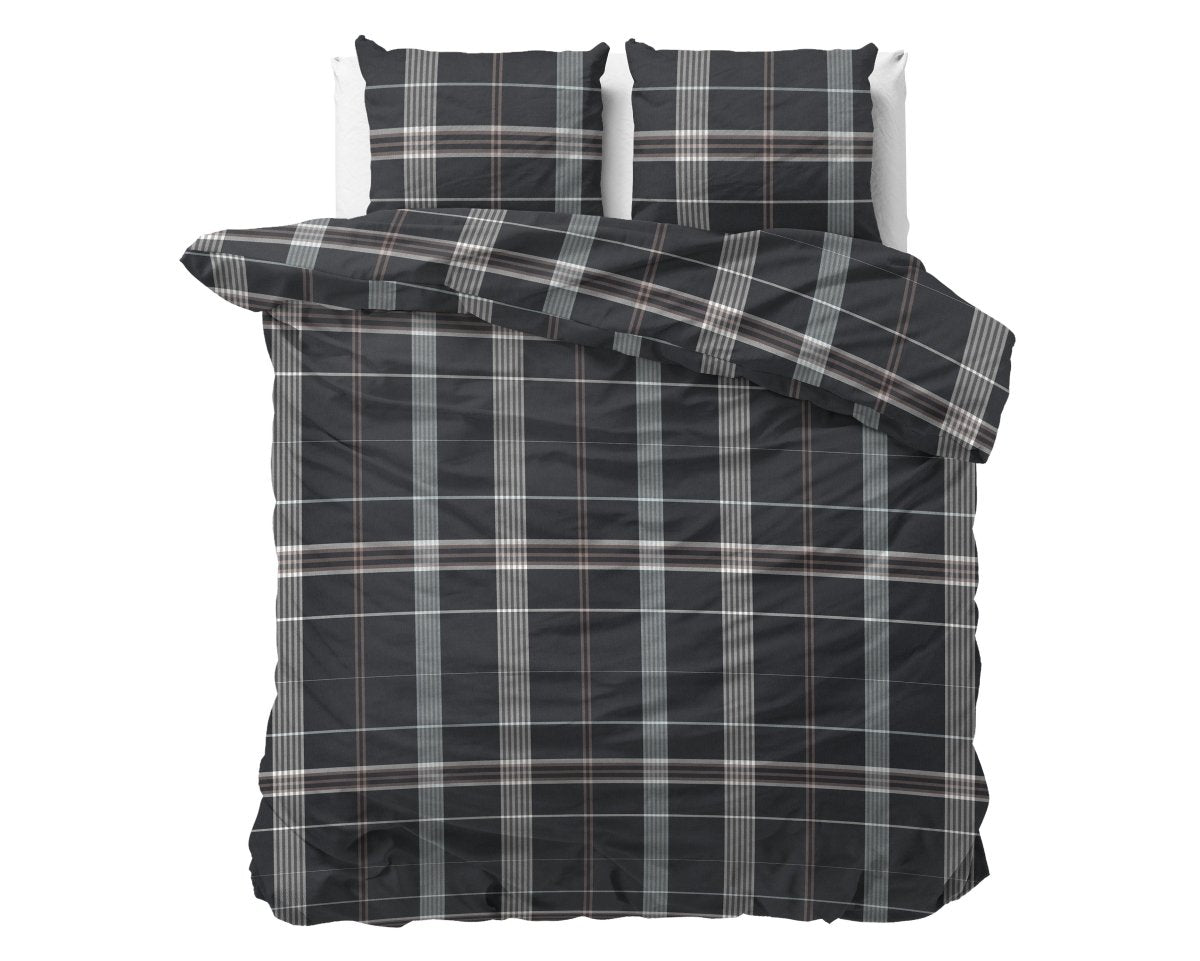 100% Flannel Cotton Duvet Cover Set Bruce | Taupe | Single - 140cm (W) x 220cm (L) - The Bedding & Blankets Store