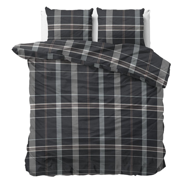 100% Flannel Cotton Duvet Cover Set Bruce | Taupe | Single - 140cm (W) x 220cm (L) - The Bedding & Blankets Store