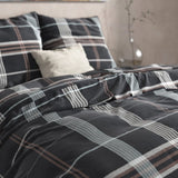 100% Flannel Cotton Duvet Cover Set Bruce | Taupe | Single - 140cm (W) x 220cm (L) - The Bedding & Blankets Store