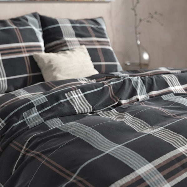 100% Flannel Cotton Duvet Cover Set Bruce | Taupe | Single - 140cm (W) x 220cm (L) - The Bedding & Blankets Store