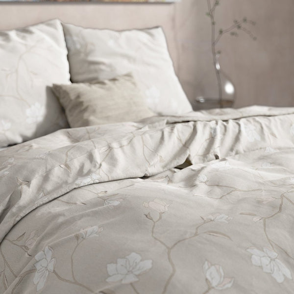 100% Flannel Cotton Duvet Cover Set Caitlyn | Sand | Single - 140cm (W) x 220cm (L) - The Bedding & Blankets Store