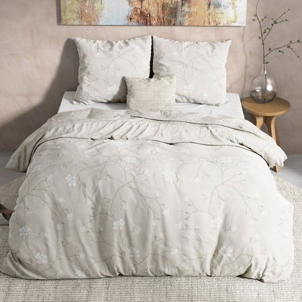 100% Flannel Cotton Duvet Cover Set Caitlyn | Sand | Single - 140cm (W) x 220cm (L) - The Bedding & Blankets Store