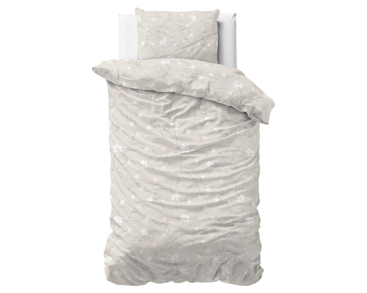 100% Flannel Cotton Duvet Cover Set Caitlyn | Sand | Single - 140cm (W) x 220cm (L) - The Bedding & Blankets Store