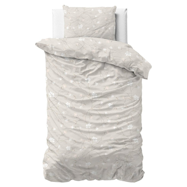 100% Flannel Cotton Duvet Cover Set Caitlyn | Sand | Single - 140cm (W) x 220cm (L) - The Bedding & Blankets Store