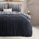100% Flannel Cotton Duvet Cover Set Dante | Anthracite | Single - 140cm (W) x 220cm (L) - The Bedding & Blankets Store