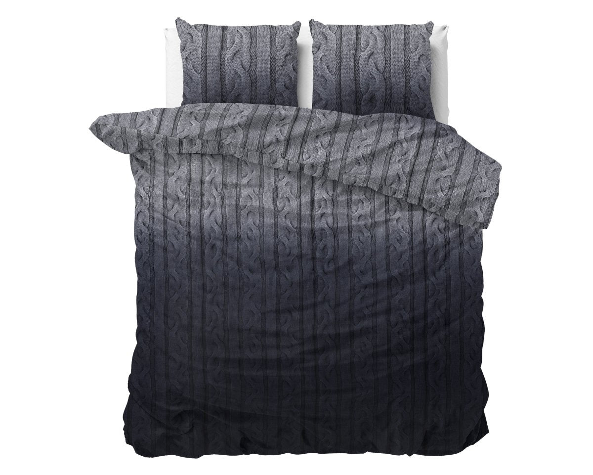 100% Flannel Cotton Duvet Cover Set Dante | Anthracite | Single - 140cm (W) x 220cm (L) - The Bedding & Blankets Store