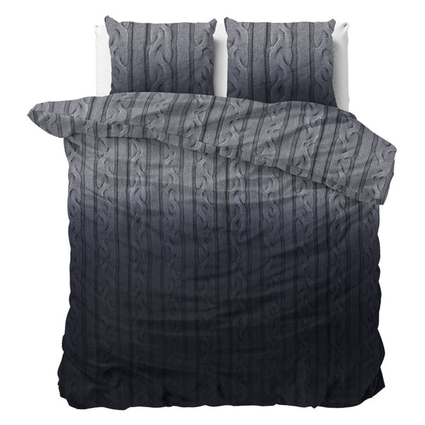 100% Flannel Cotton Duvet Cover Set Dante | Anthracite | Single - 140cm (W) x 220cm (L) - The Bedding & Blankets Store
