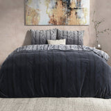 100% Flannel Cotton Duvet Cover Set Dante | Anthracite | Single - 140cm (W) x 220cm (L) - The Bedding & Blankets Store