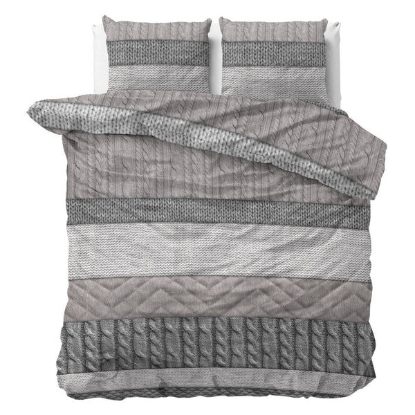 100% Flannel Cotton Duvet Cover Set Elin | Taupe | Single - 140cm (W) x 220cm (L) - The Bedding & Blankets Store