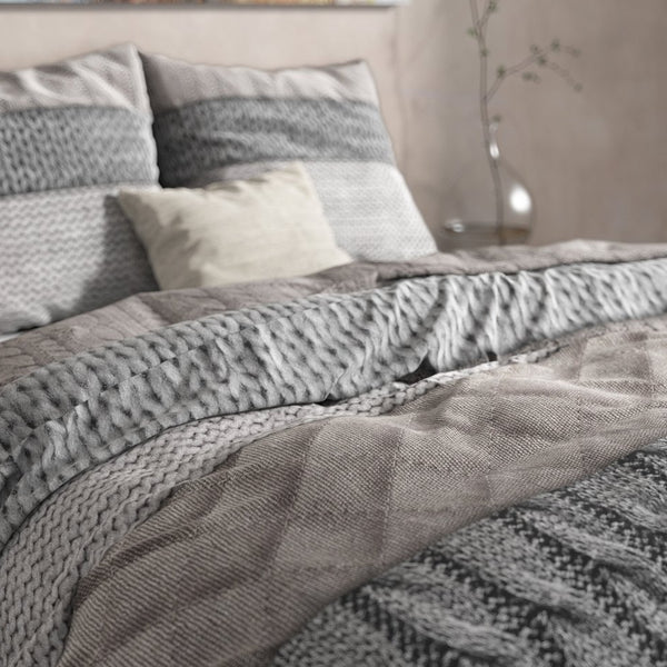 100% Flannel Cotton Duvet Cover Set Elin | Taupe | Single - 140cm (W) x 220cm (L) - The Bedding & Blankets Store