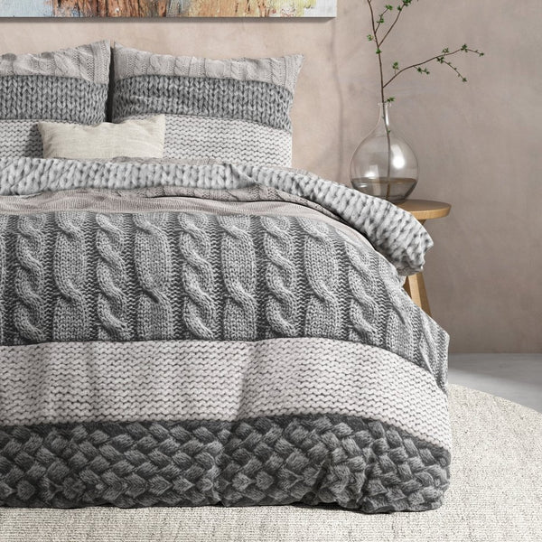 100% Flannel Cotton Duvet Cover Set Elin | Taupe | Single - 140cm (W) x 220cm (L) - The Bedding & Blankets Store