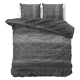 100% Flannel Cotton Duvet Cover Set Gradient Knits | Anthracite | Single - 140cm (W) x 220cm (L) - The Bedding & Blankets Store