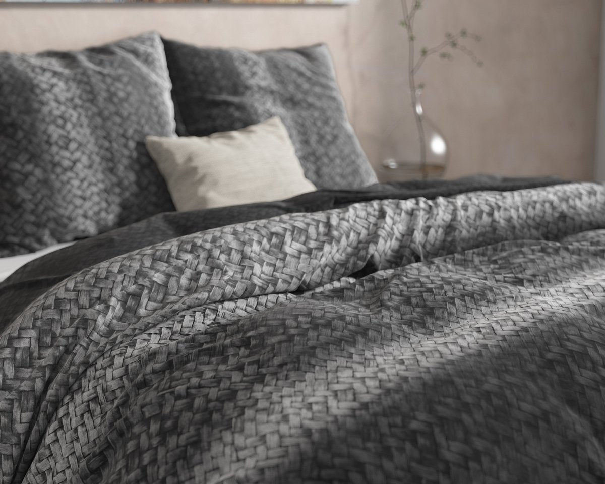 100% Flannel Cotton Duvet Cover Set Gradient Knits | Anthracite | Single - 140cm (W) x 220cm (L) - The Bedding & Blankets Store