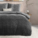 100% Flannel Cotton Duvet Cover Set Gradient Knits | Anthracite | Single - 140cm (W) x 220cm (L) - The Bedding & Blankets Store