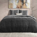 100% Flannel Cotton Duvet Cover Set Gradient Knits | Anthracite | Single - 140cm (W) x 220cm (L) - The Bedding & Blankets Store