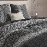 100% Flannel Cotton Duvet Cover Set Gradient Knits | Anthracite | Single - 140cm (W) x 220cm (L) - The Bedding & Blankets Store