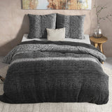 100% Flannel Cotton Duvet Cover Set Gradient Knits | Anthracite | Single - 140cm (W) x 220cm (L) - The Bedding & Blankets Store