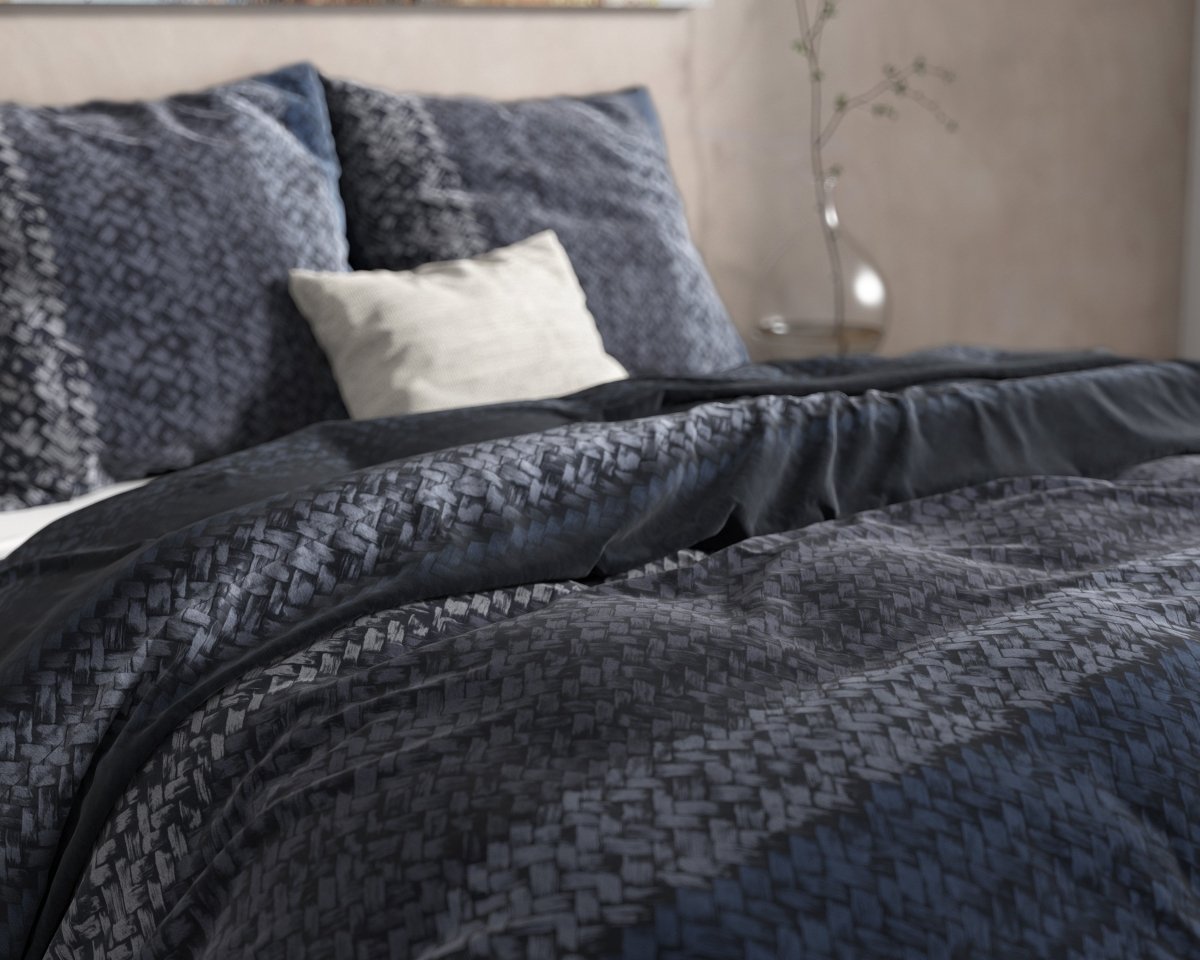 100% Flannel Cotton Duvet Cover Set Gradient Knits | Blue | Single - 140cm (W) x 220cm (L) - The Bedding & Blankets Store
