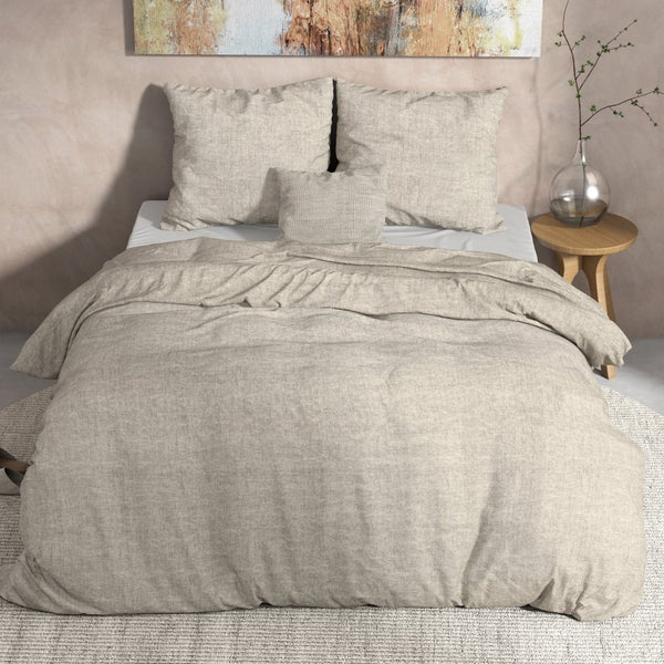 100% Flannel Cotton Duvet Cover Set Leo | Grey | Double - 200cm (W) x 220cm (L) - The Bedding & Blankets Store