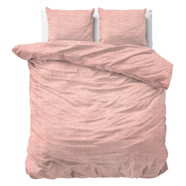 100% Flannel Cotton Duvet Cover Set Leo | Pink | Double - 200cm (W) x 220cm (L) - The Bedding & Blankets Store