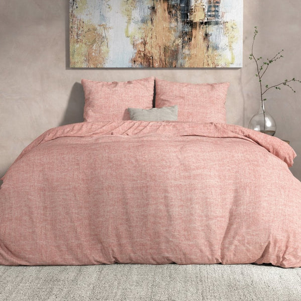 100% Flannel Cotton Duvet Cover Set Leo | Pink | Double - 200cm (W) x 220cm (L) - The Bedding & Blankets Store