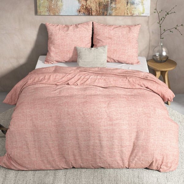 100% Flannel Cotton Duvet Cover Set Leo | Pink | Double - 200cm (W) x 220cm (L) - The Bedding & Blankets Store